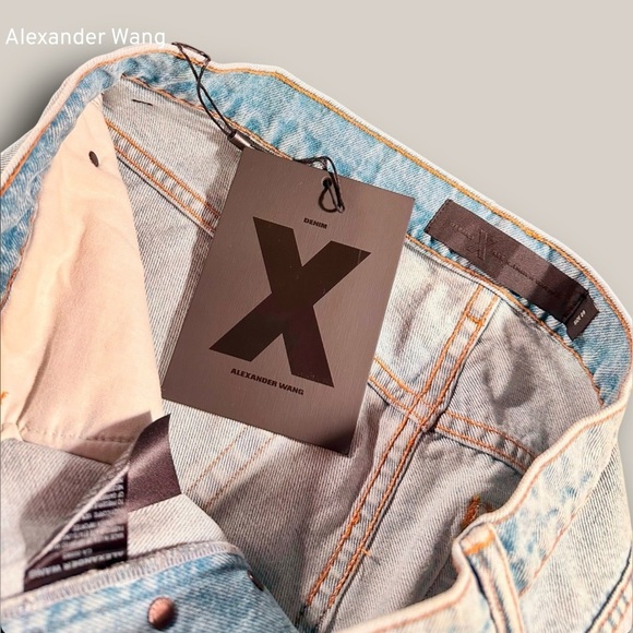 NWT Denim X Alexander Wang ‘Bleach Denim Mini Skirt with Frayed Hem’ Size 29 - Picture 6 of 14